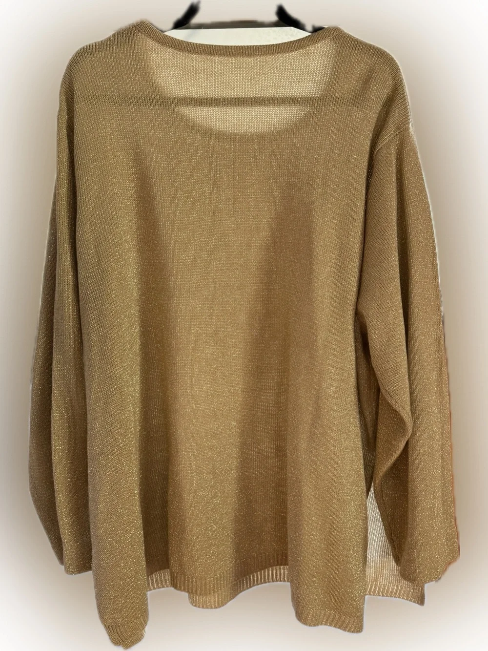 Women's Metallic Scoop Neck Sweater - Tan Gold